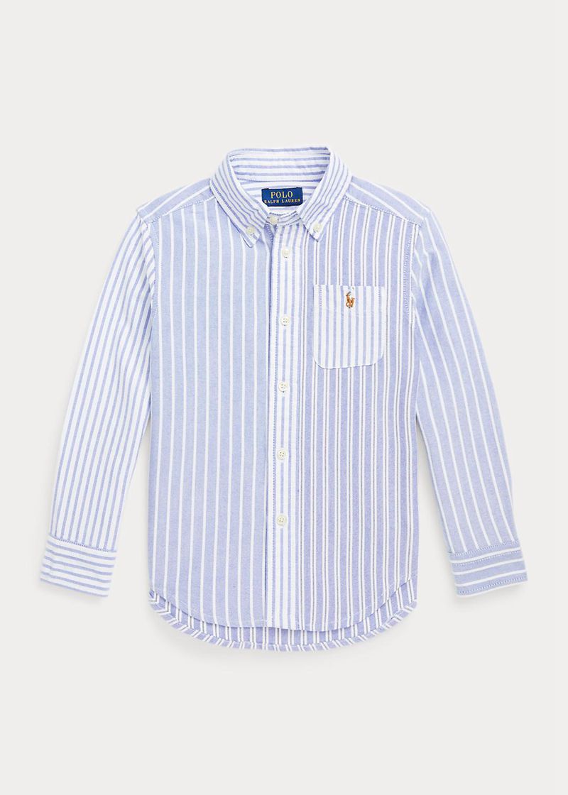 Camisas Ralph Lauren Niño 1.5-6 Años Striped Cotton Oxford Fun Chile Azules YLBDK-2183